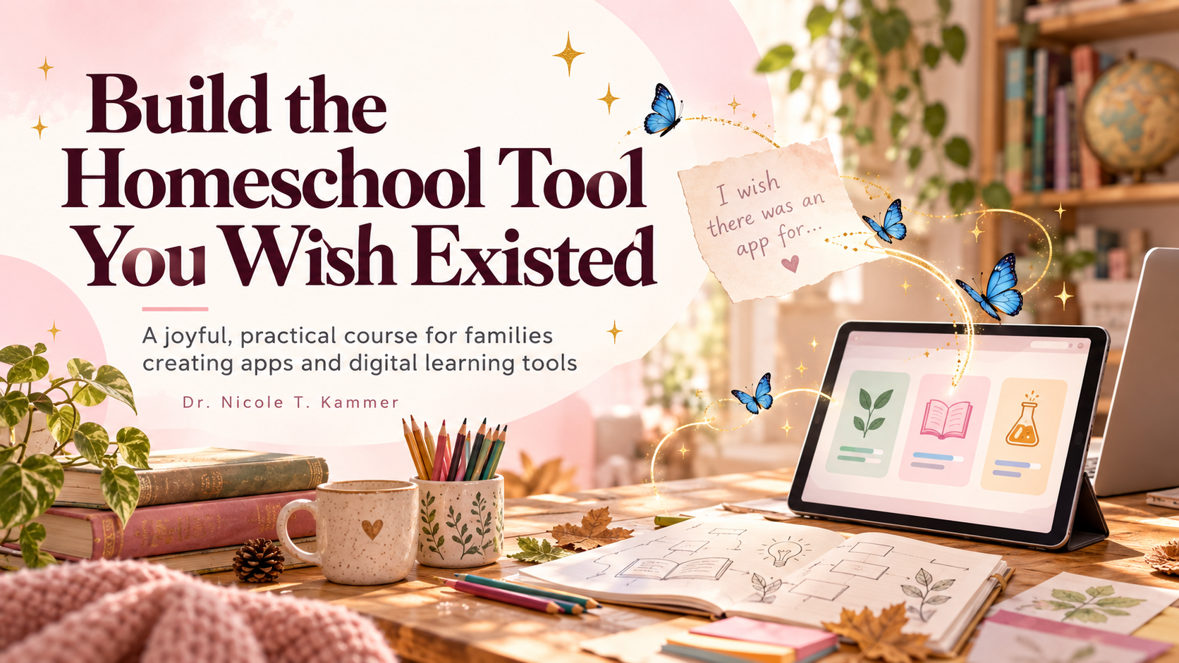 A homeschool parent and child planning a digital learning tool at their table