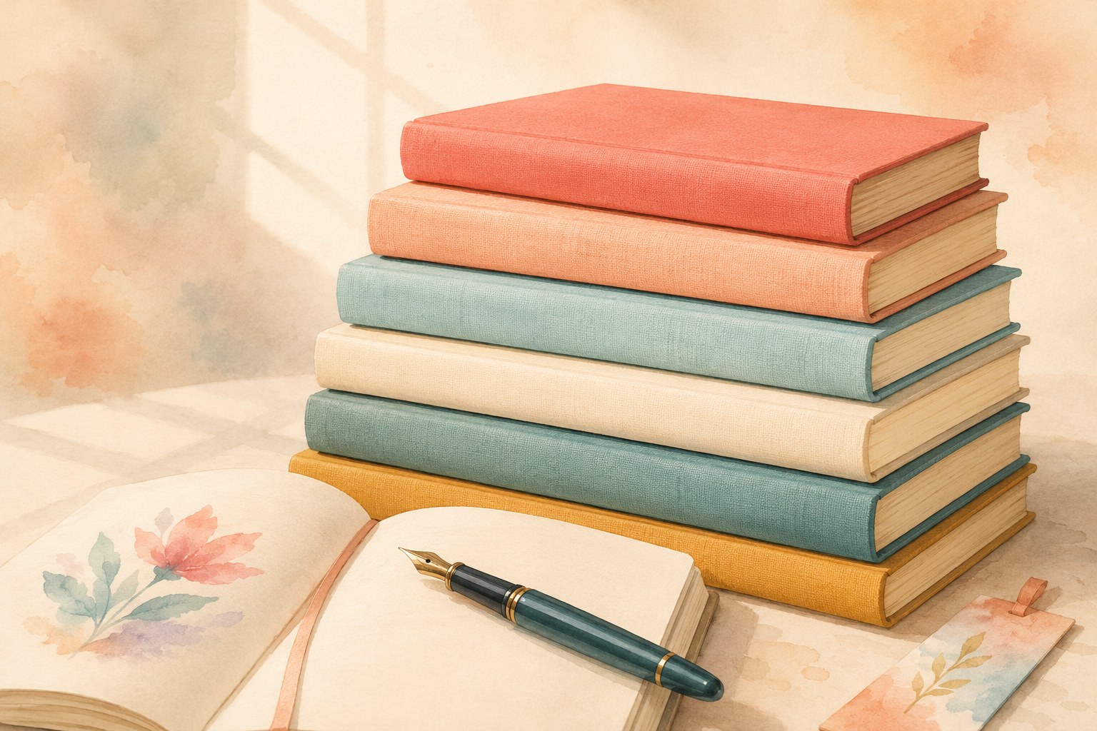 Illustrated stack of books representing Survival Mode and related titles